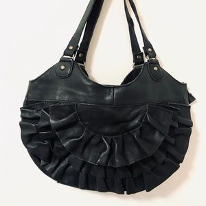 Anthropologie black leather should bag